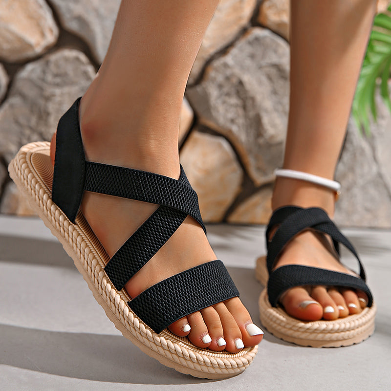 Hallie | Women’s Stylish Espadrille Sandals with Cross Straps