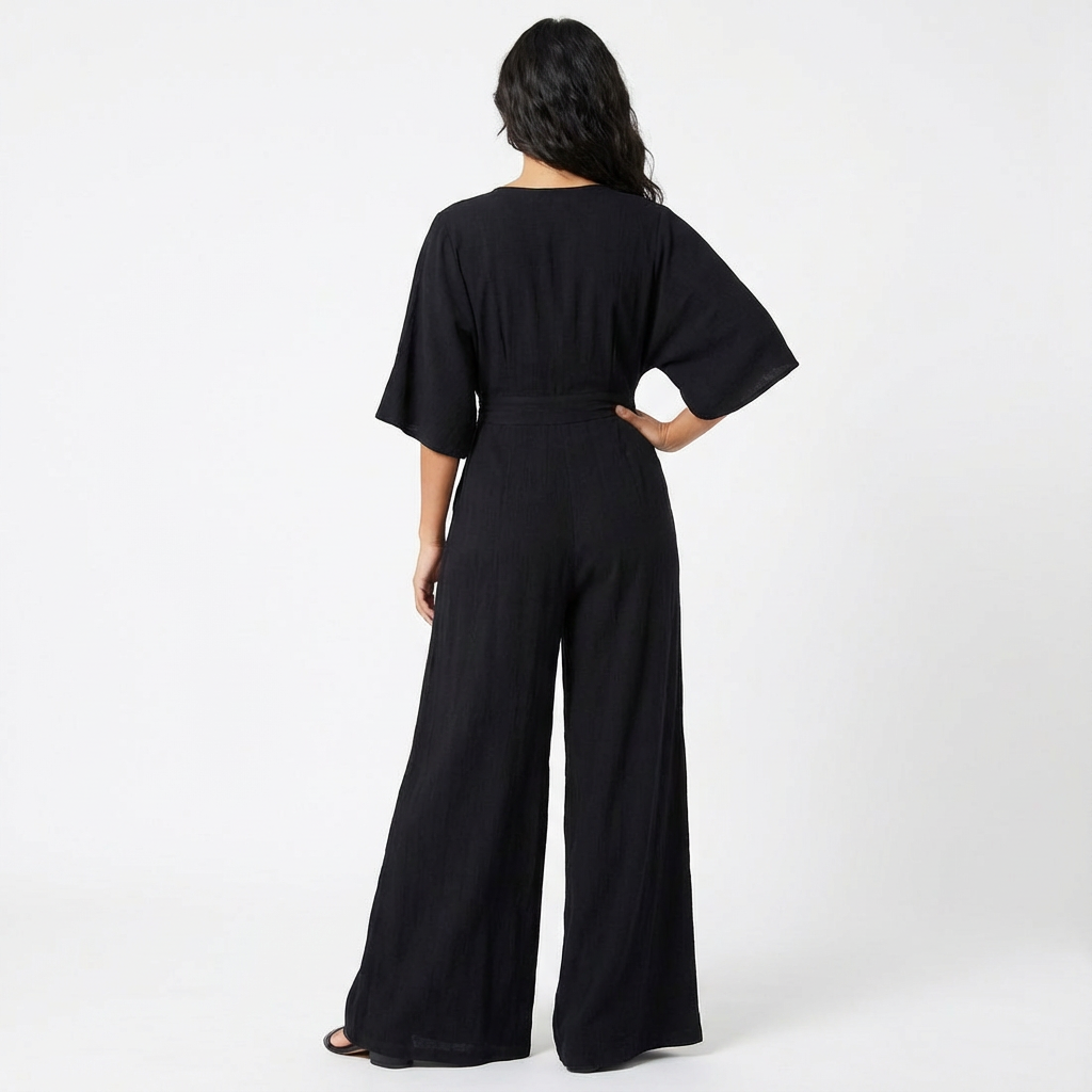 Rosie | Women’s Elegant Wide-Leg Jumpsuit with Half Sleeve