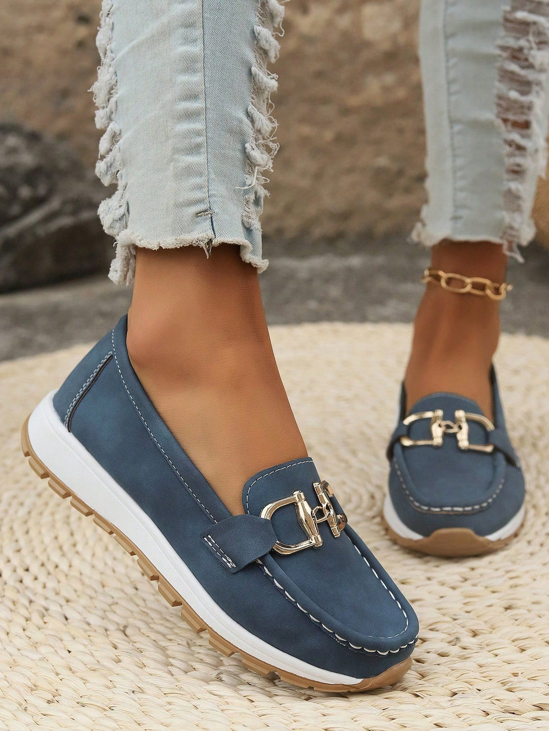 Jessica | Women’s Classic Slip-On Loafers with Chain Buckle