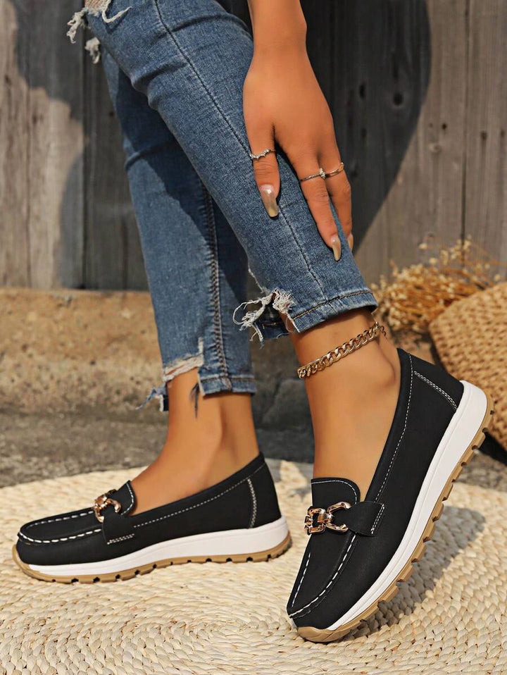 Hazzie | Women's Chain Bit Slip-On Loafers Casual Flat Shoes