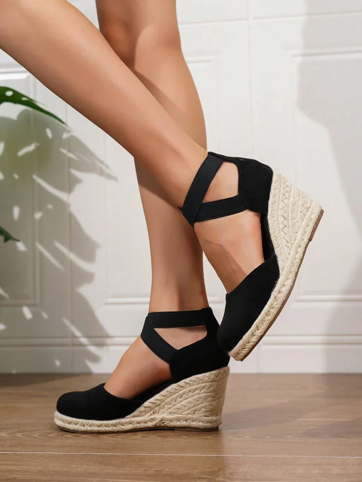 Cressida | Women’s Summer Wedge Espadrille Heeled Sandals with Ankle Buckle