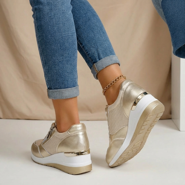 Olivia | Women’s Stylish Wedge Trainers with Side Zip