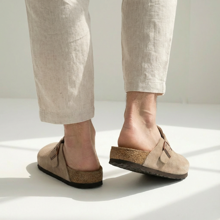 Max | Men’s Casual Suede Clog Mules with Buckle Strap