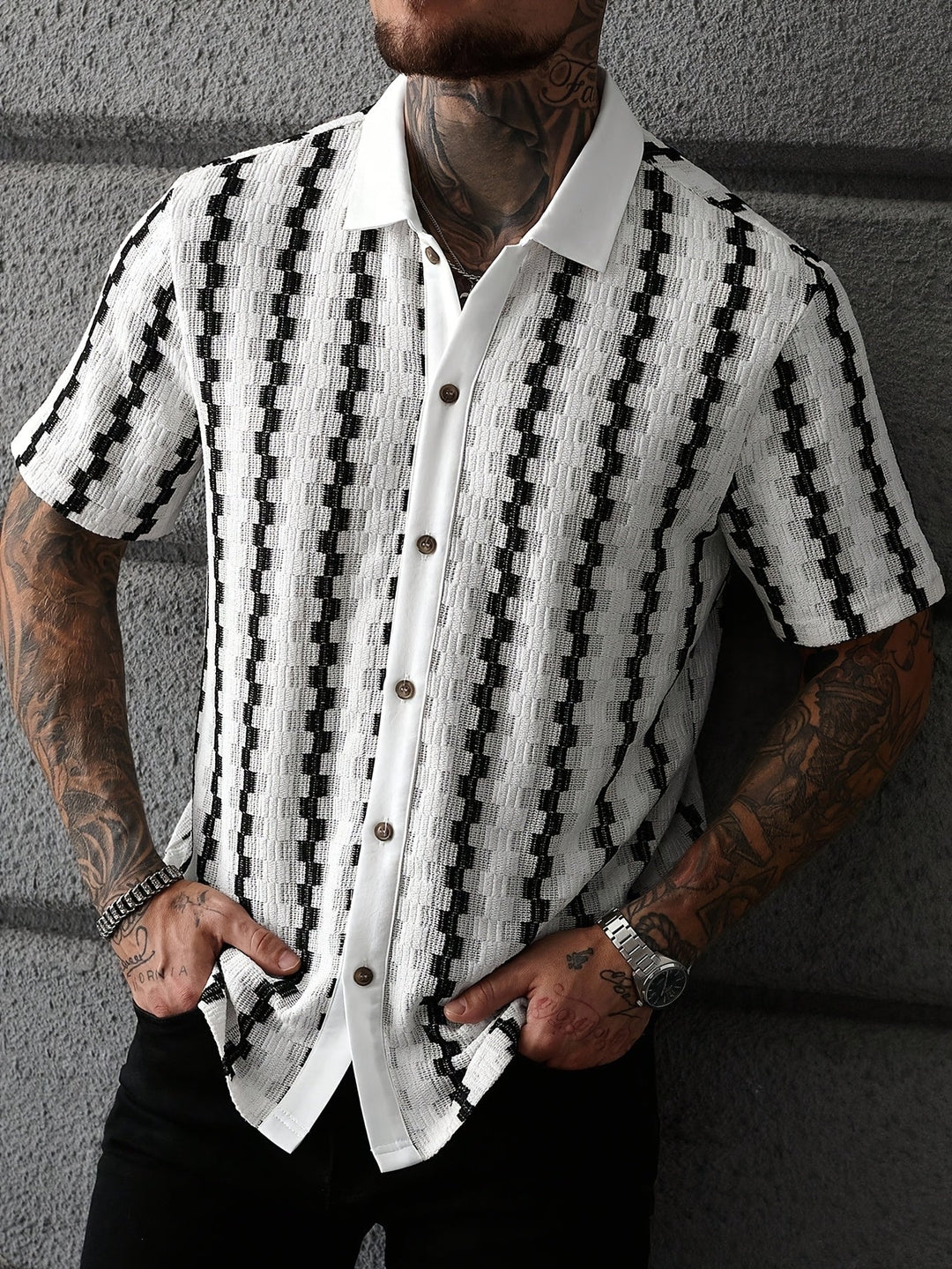 HARRINGTON OXFORD | STRIPED SHORT SLEEVE SHIRT FOR MEN