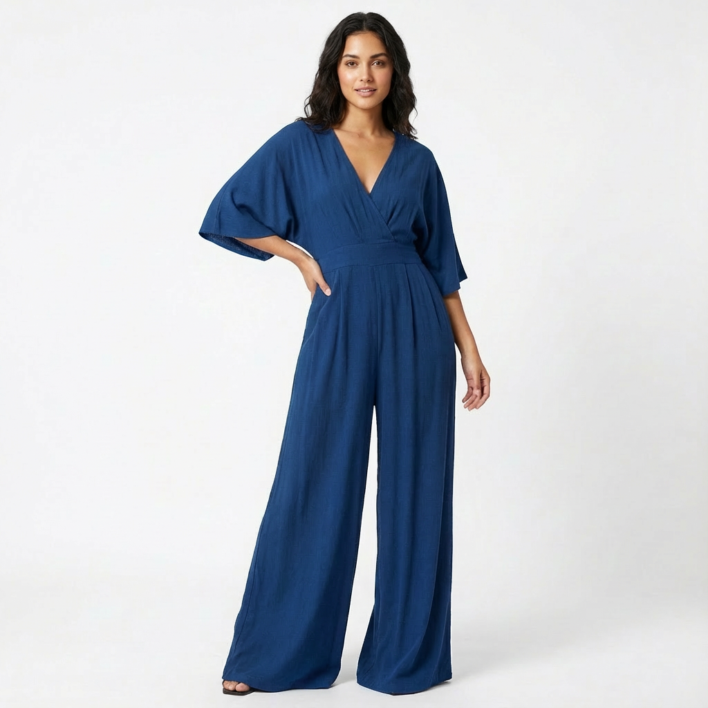 Rosie | Women’s Elegant Wide-Leg Jumpsuit with Half Sleeve