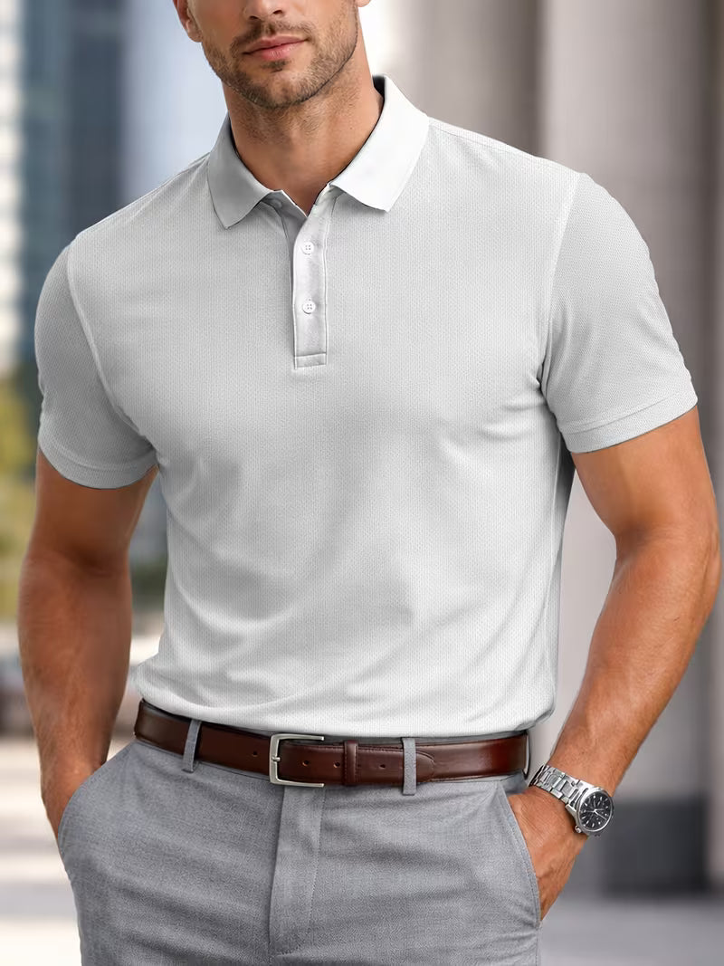 Men's Short Sleeve Solid Casual Shirt - Spring Summer Athletic Style