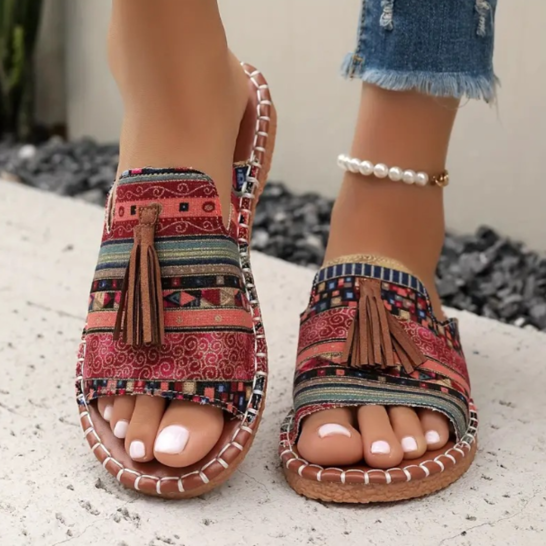 Women’s Leopard Print Slide Sandals – Flat Open Toe Summer Vacation Beach Sandals