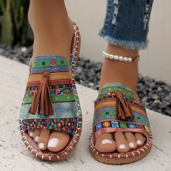 Women’s Leopard Print Slide Sandals – Flat Open Toe Summer Vacation Beach Sandals