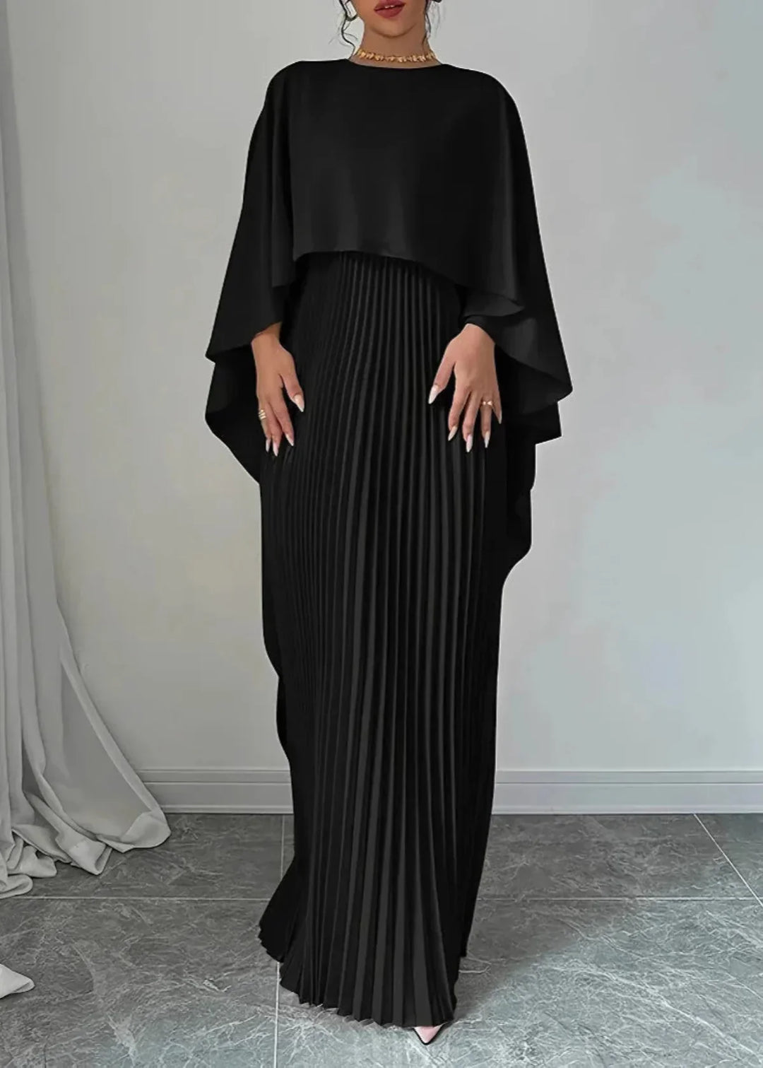 Louise | Women’s Stylish Maxi Wedding Guest Gown with Cape