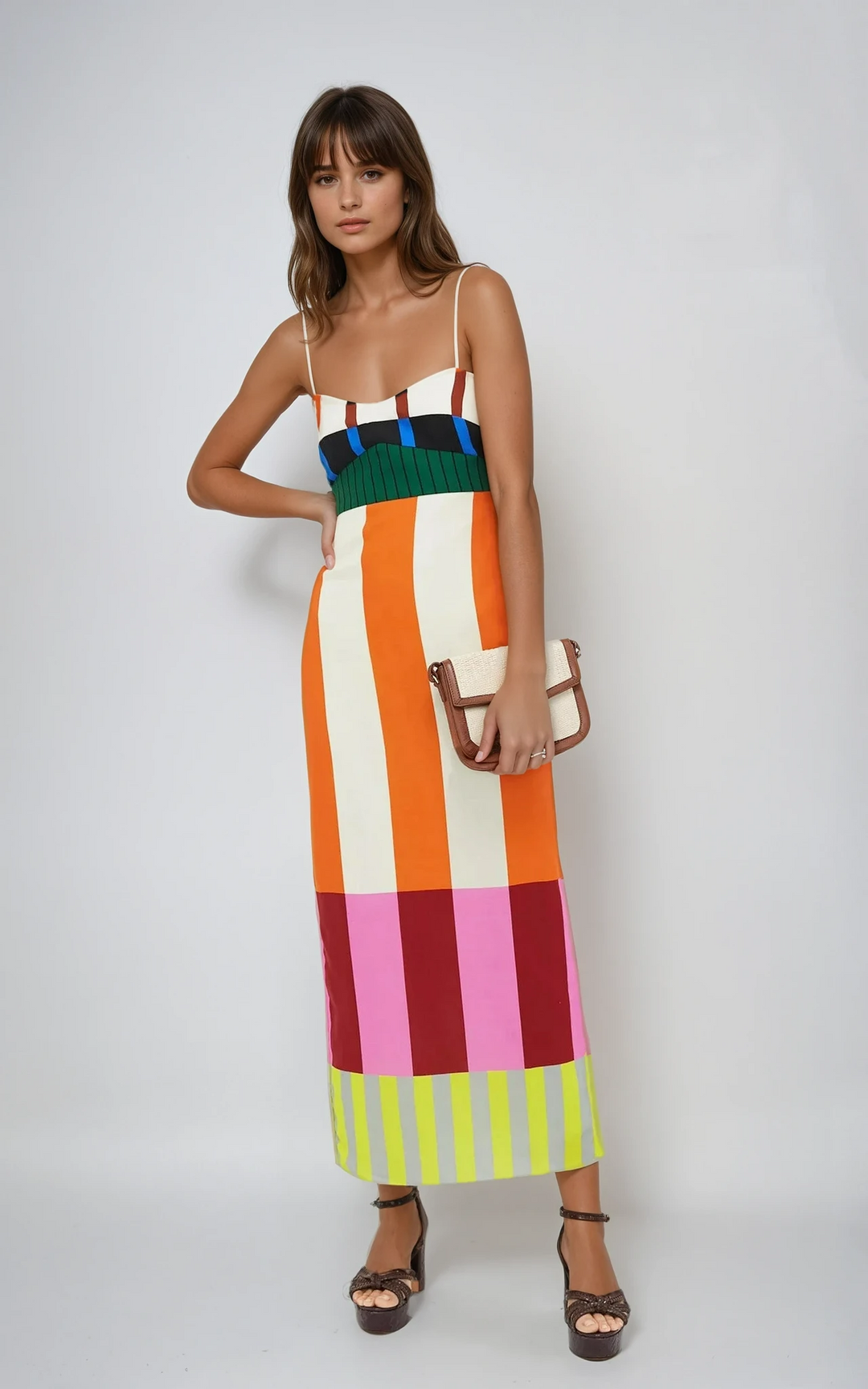 Bengal Multi Paloma Color Block Midi Dress
