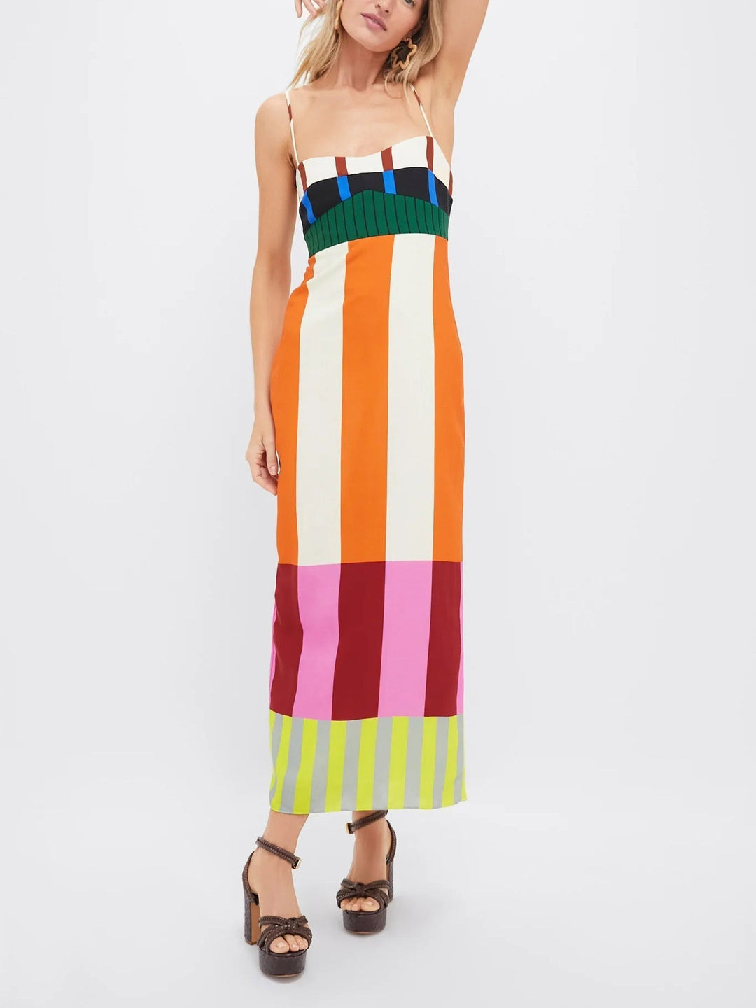 Bengal Multi Paloma Color Block Midi Dress