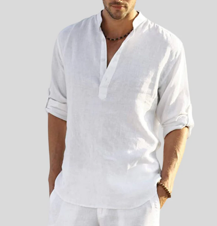 Oscar | Men’s Casual Summer Long Sleeve Shirt with Half Button Placket
