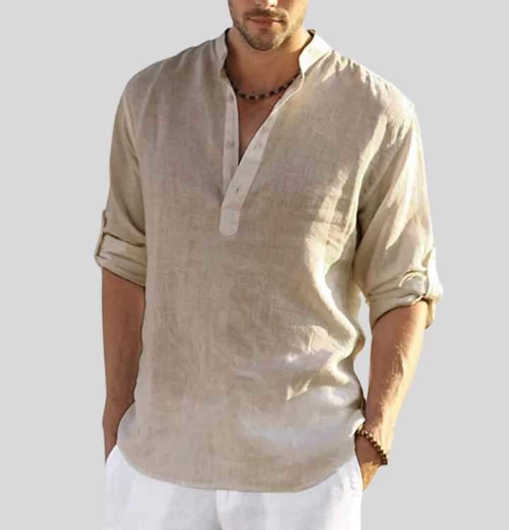 Oscar | Men’s Casual Summer Long Sleeve Shirt with Half Button Placket