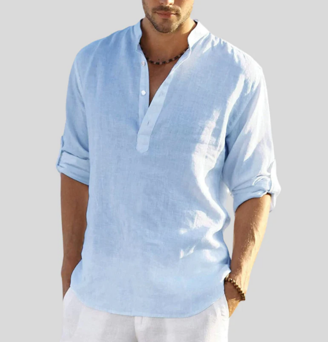 Oscar | Men’s Casual Summer Long Sleeve Shirt with Half Button Placket