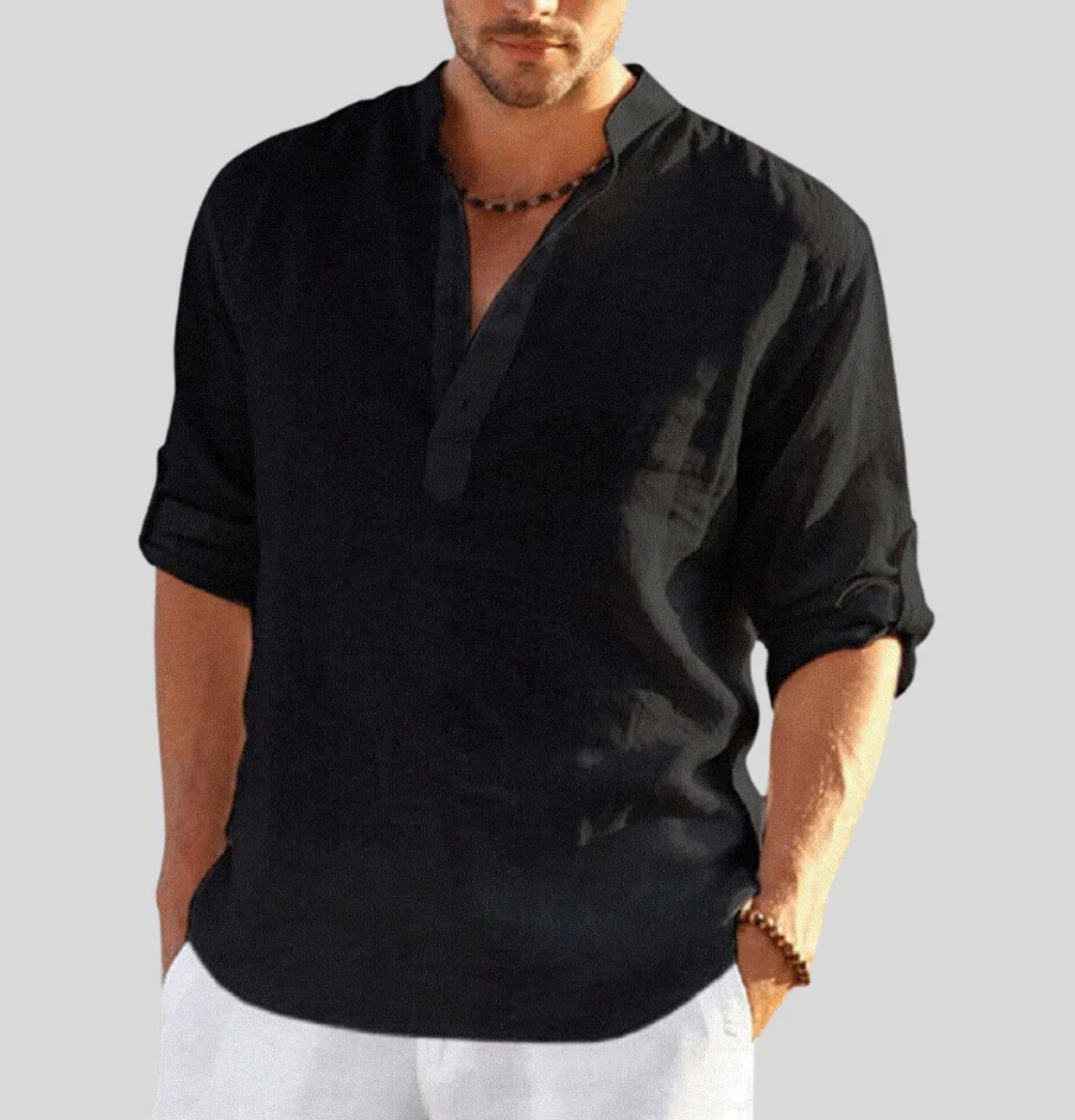 Oscar | Men’s Casual Summer Long Sleeve Shirt with Half Button Placket