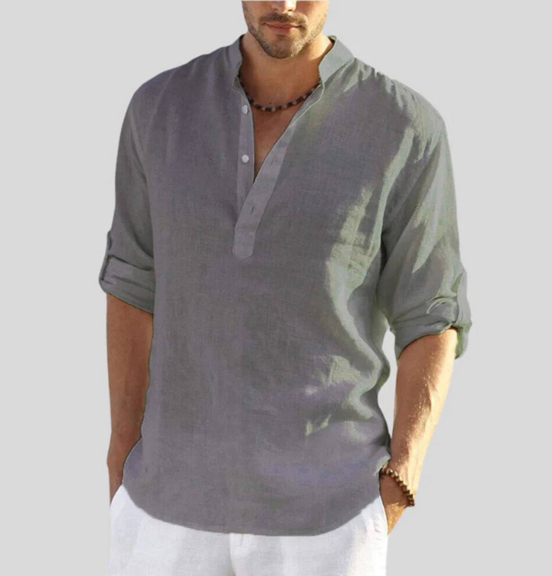 Oscar | Men’s Casual Summer Long Sleeve Shirt with Half Button Placket