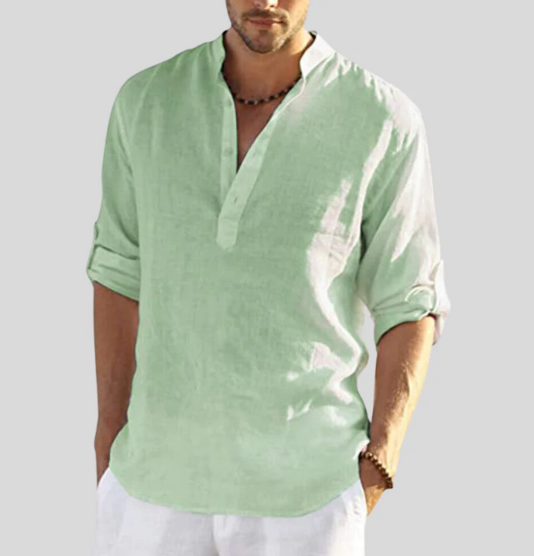 Oscar | Men’s Casual Summer Long Sleeve Shirt with Half Button Placket