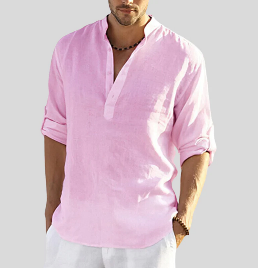 Oscar | Men’s Casual Summer Long Sleeve Shirt with Half Button Placket