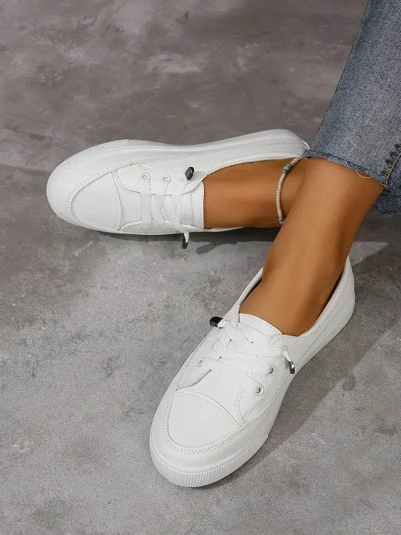 Casual Round Toe Flat Shoes With Lace Up For Women