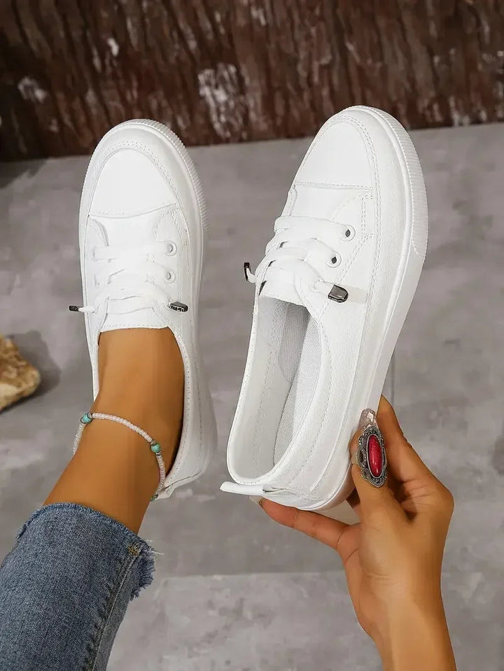 Casual Round Toe Flat Shoes With Lace Up For Women