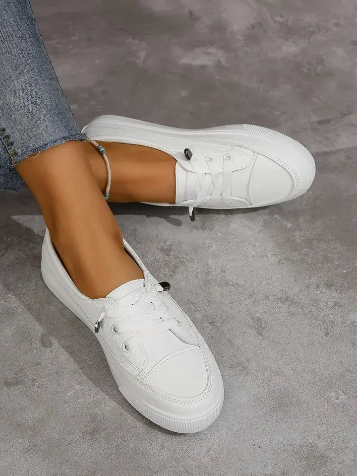 Casual Round Toe Flat Shoes With Lace Up For Women