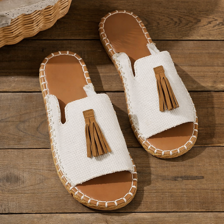 Women’s Leopard Print Slide Sandals – Flat Open Toe Summer Vacation Beach Sandals