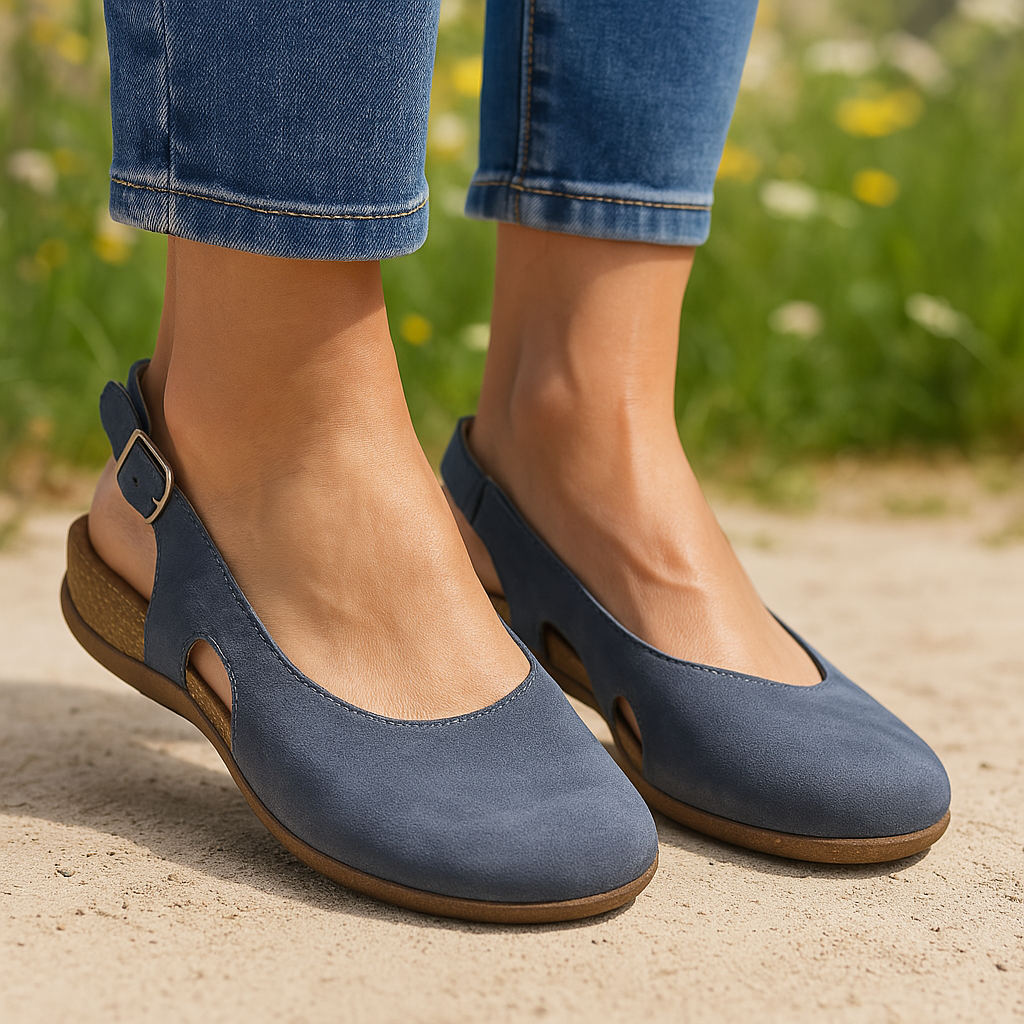 Women’s Blue Slingback Ballet Flats – Closed Toe Comfort Casual Shoes for Summer Everyday Wear
