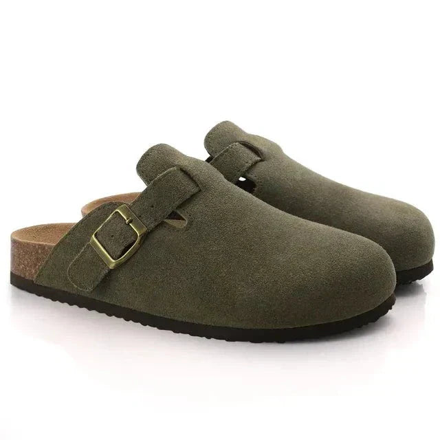 Max | Men’s Casual Suede Clog Mules with Buckle Strap