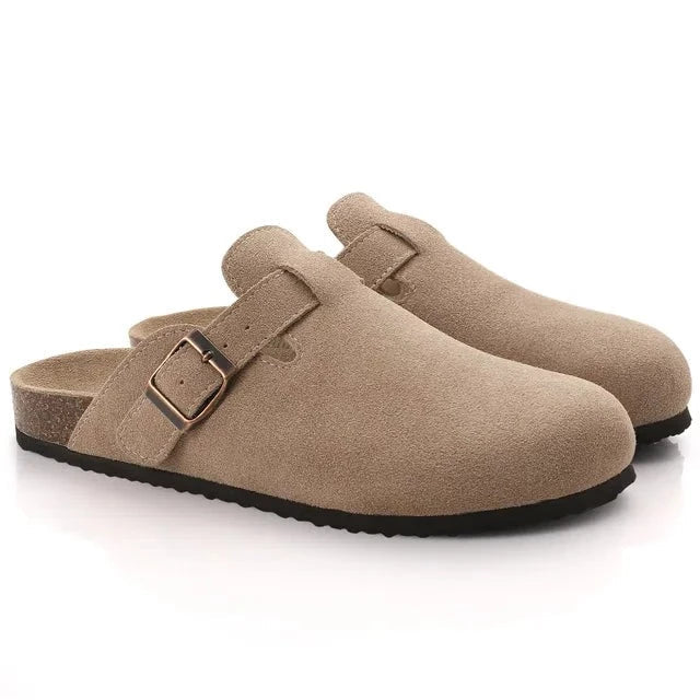 Max | Men’s Casual Suede Clog Mules with Buckle Strap