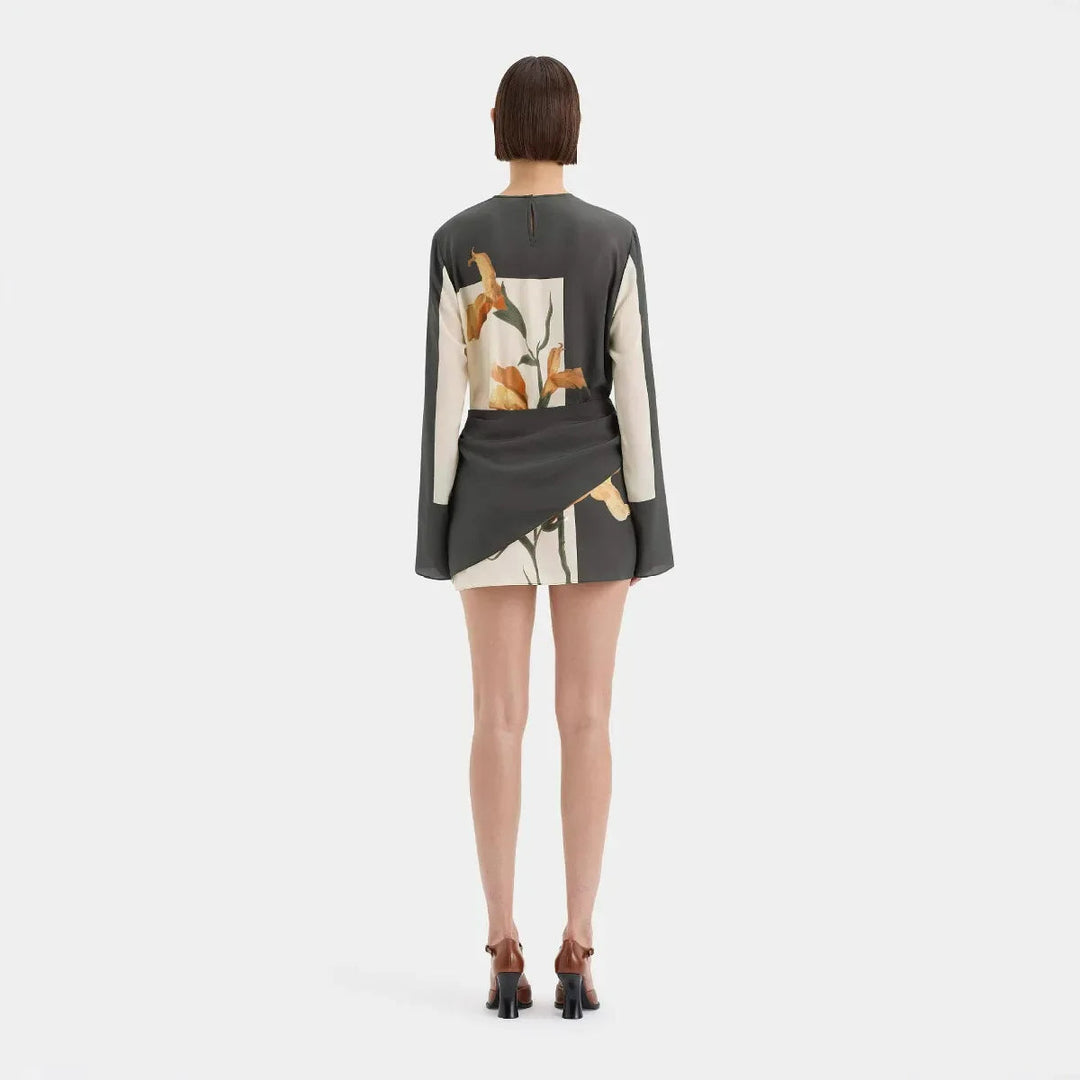 Constance Botanical Print Twist Mini Dress