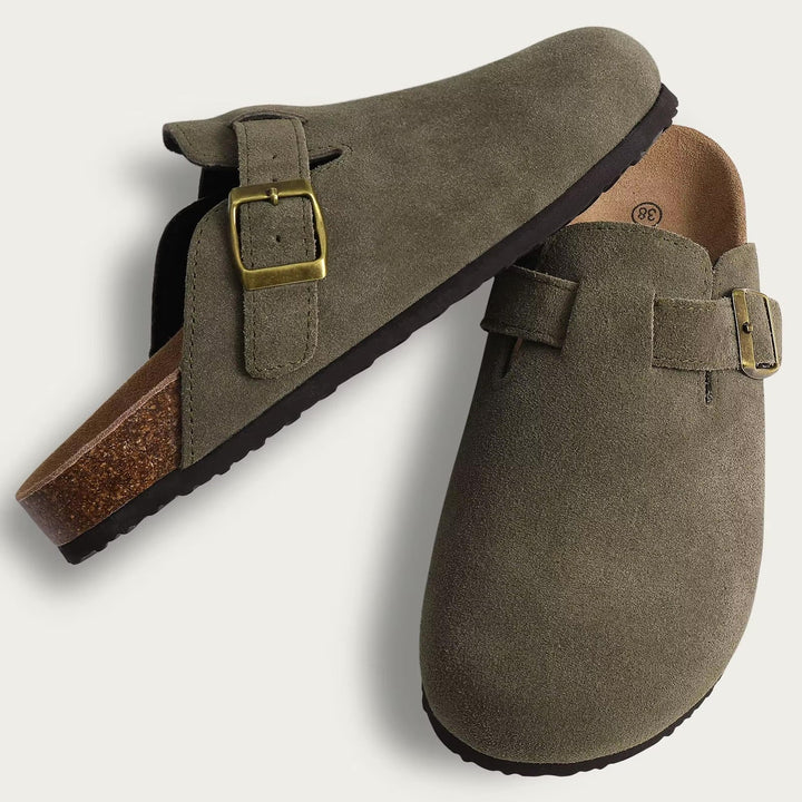 Max | Men’s Casual Suede Clog Mules with Buckle Strap