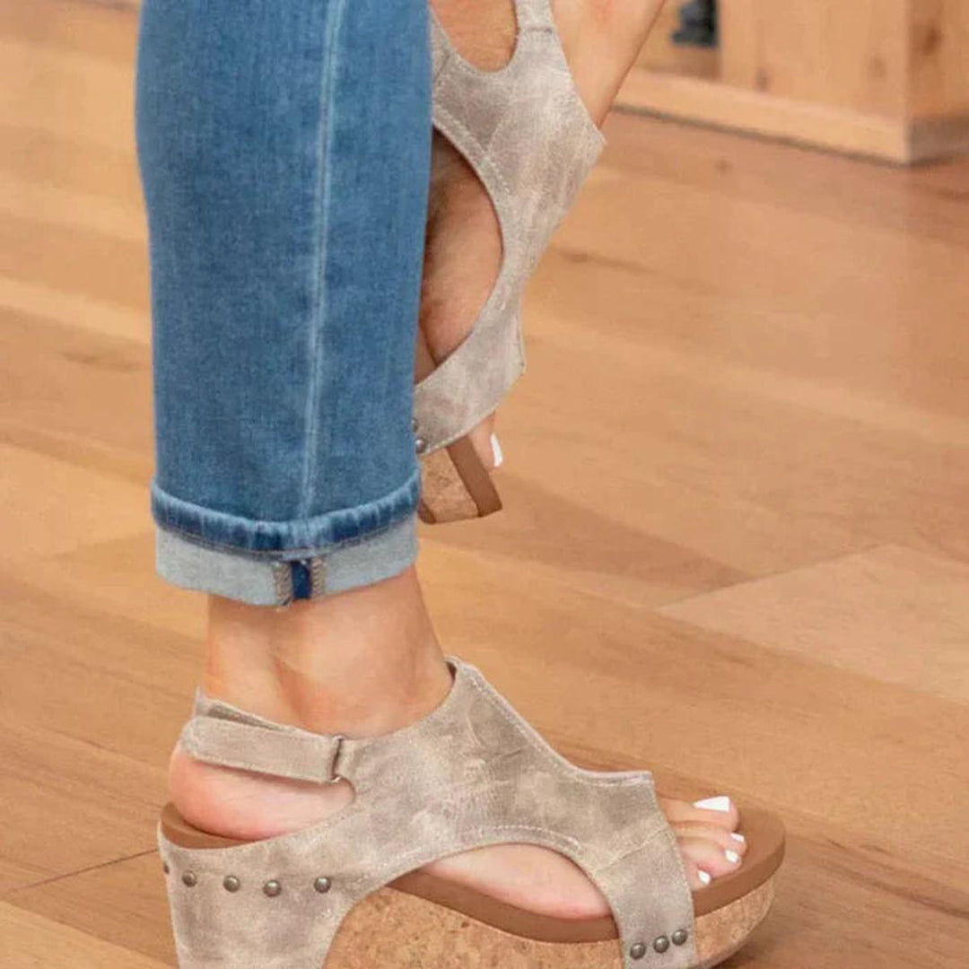 Verity | Women’s Summer Wedge Open-Toe Heeled Sandals with Slingback Strap