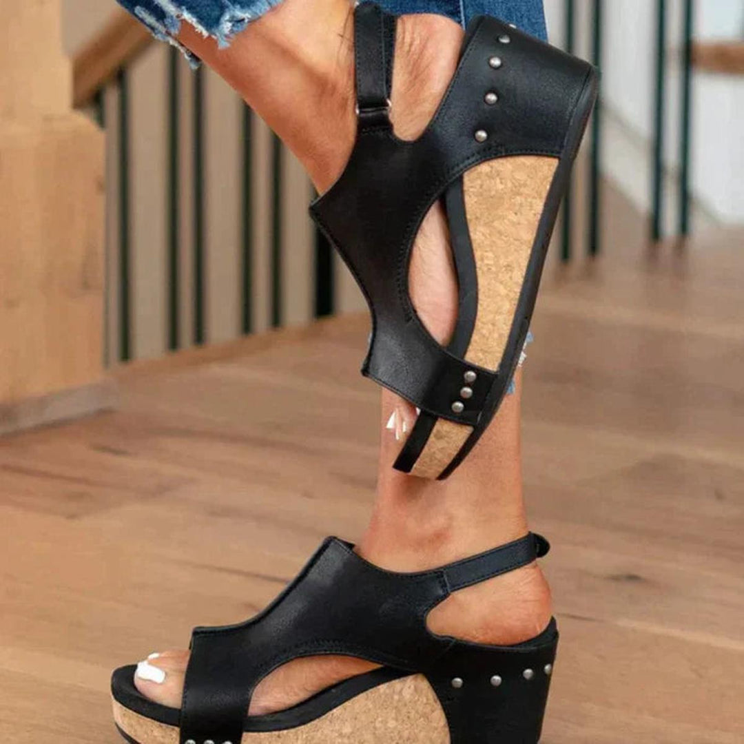 Verity | Women’s Summer Wedge Open-Toe Heeled Sandals with Slingback Strap