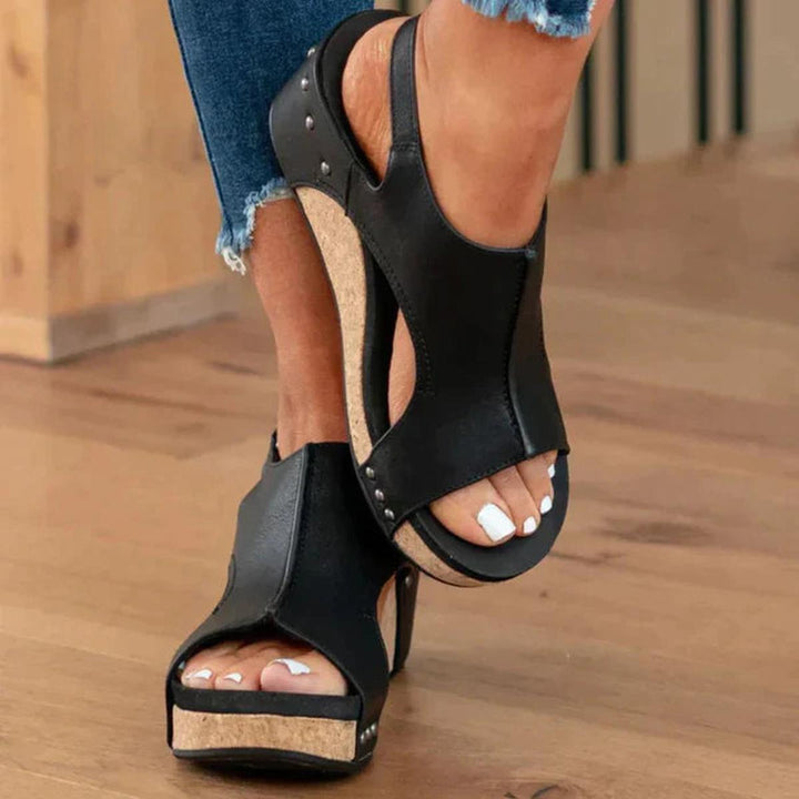 Verity | Women’s Summer Wedge Open-Toe Heeled Sandals with Slingback Strap