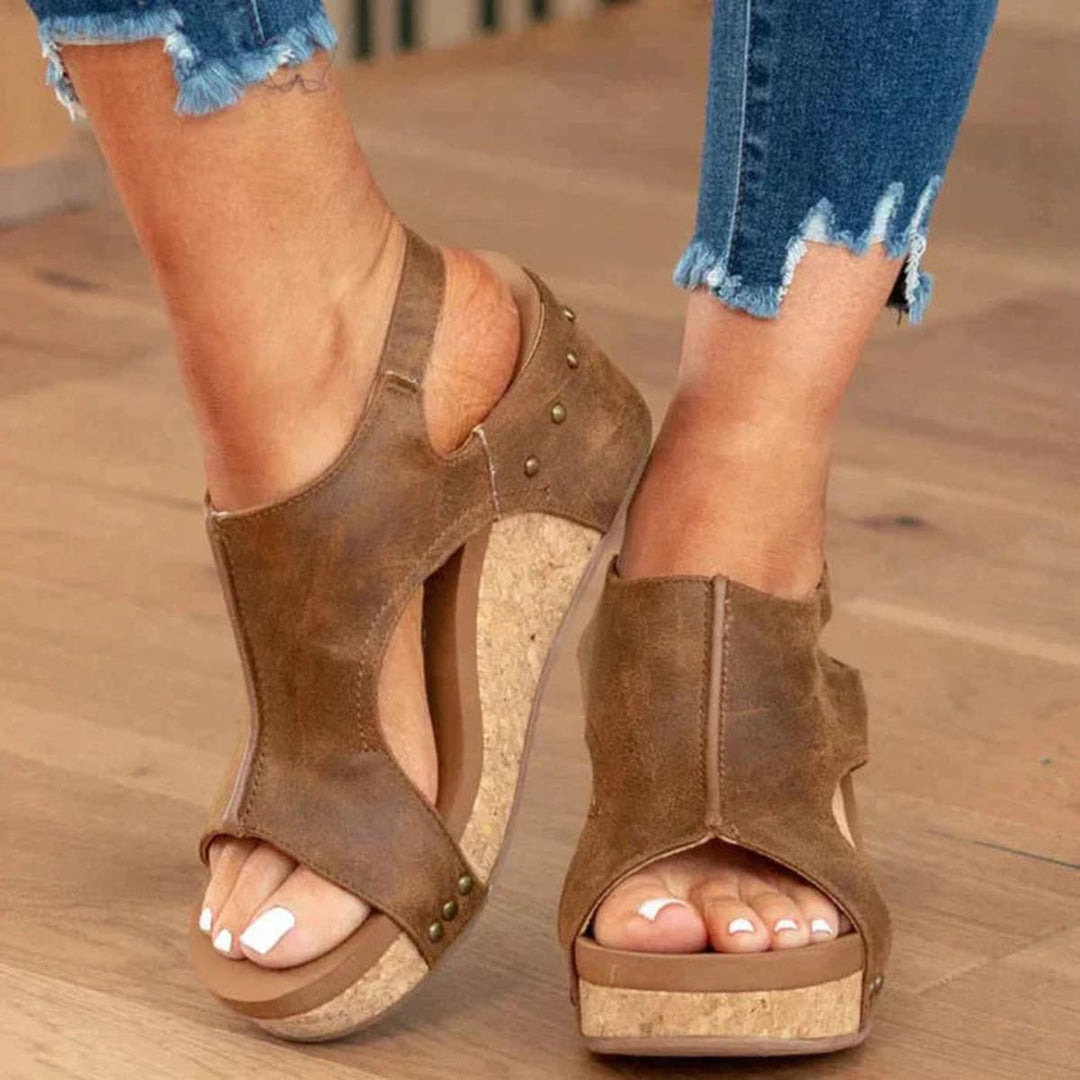 Verity | Women’s Summer Wedge Open-Toe Heeled Sandals with Slingback Strap