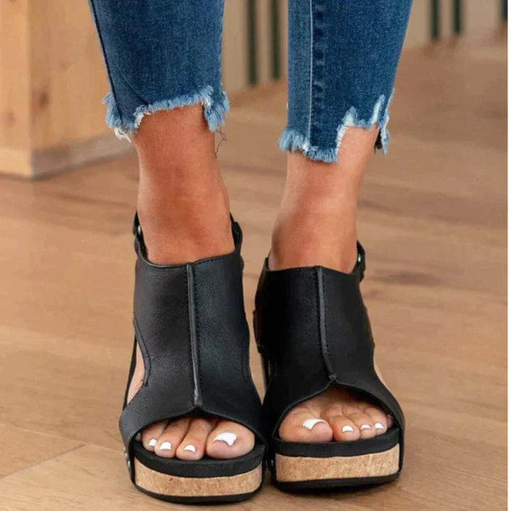 Verity | Women’s Summer Wedge Open-Toe Heeled Sandals with Slingback Strap