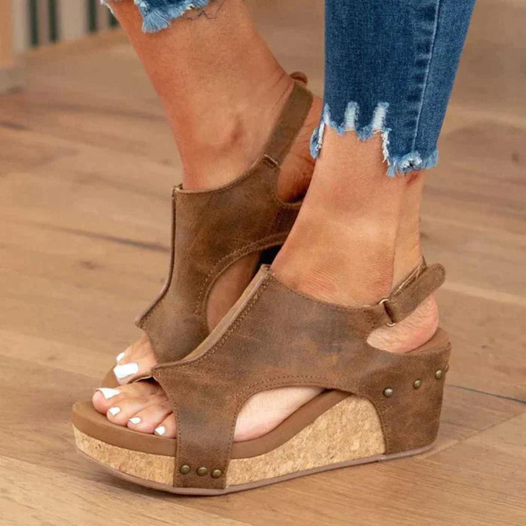 Verity | Women’s Summer Wedge Open-Toe Heeled Sandals with Slingback Strap
