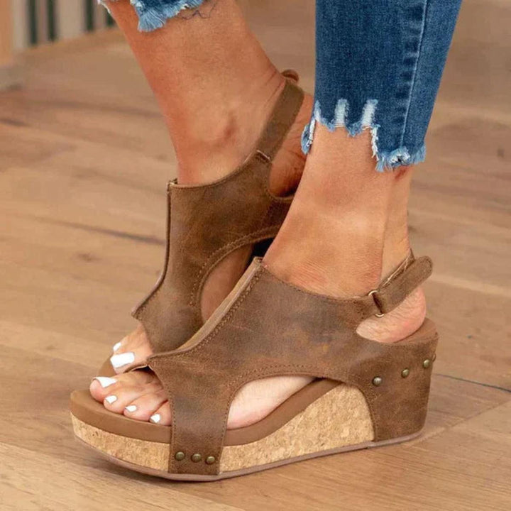 Verity | Women’s Summer Wedge Open-Toe Heeled Sandals with Slingback Strap