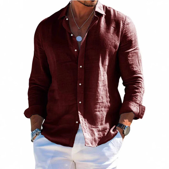 Linen Casual Shirt – Breathable Turn Down Collar for Summer Outings