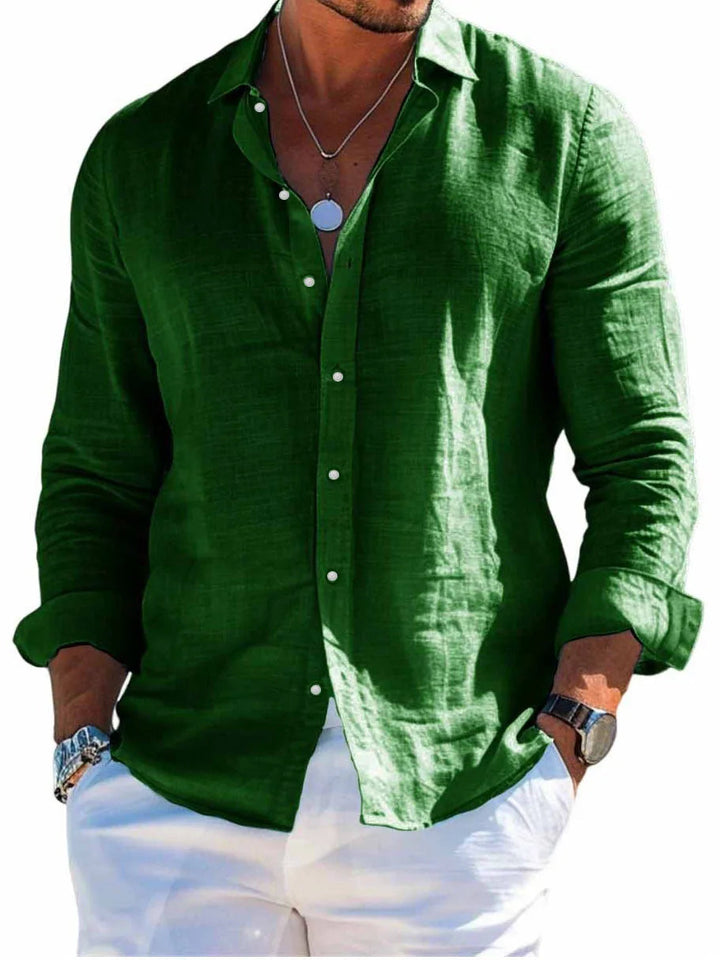 Linen Casual Shirt – Breathable Turn Down Collar for Summer Outings