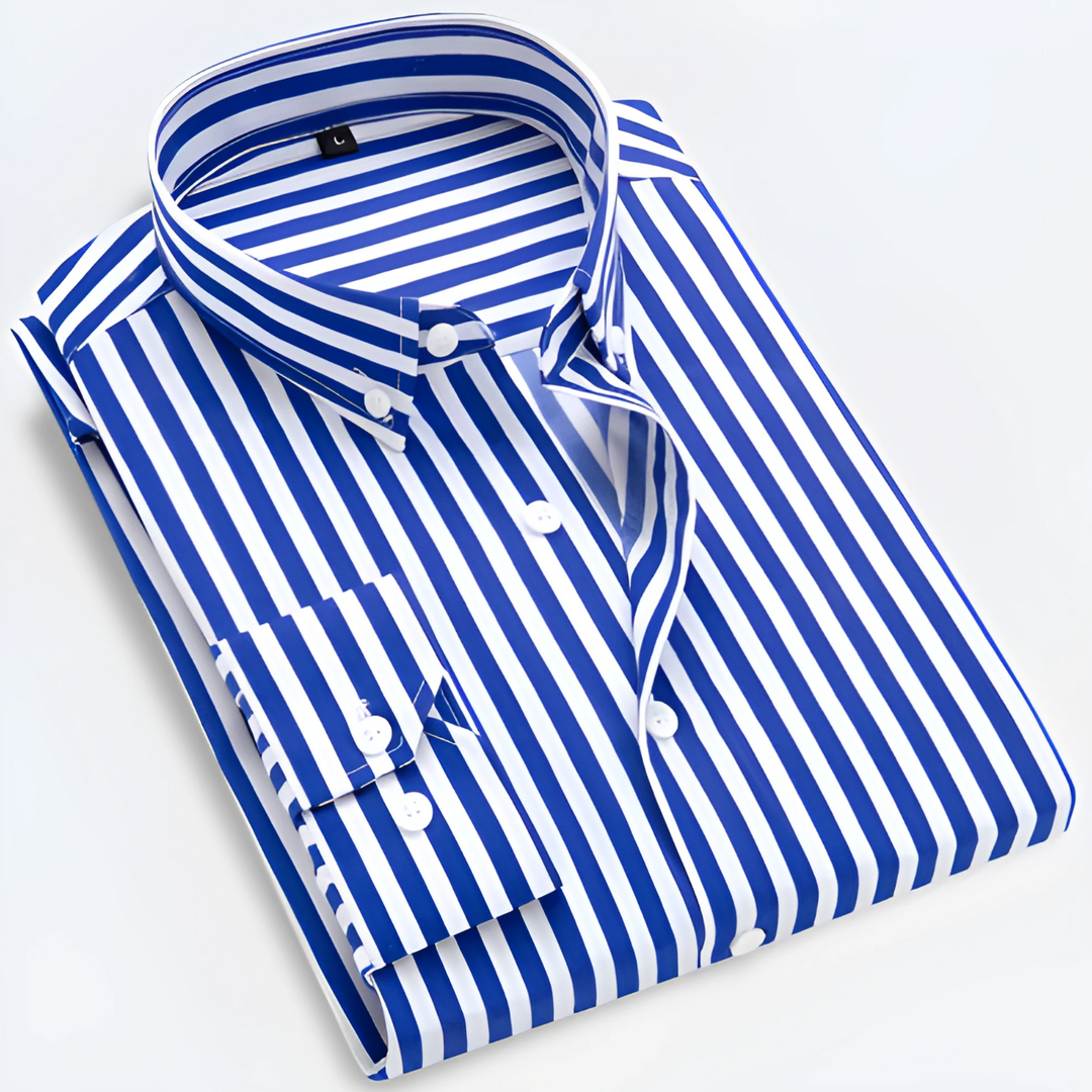 Men’s Striped Long Sleeve Shirt – Smart Casual Button-Up in Multiple Colours