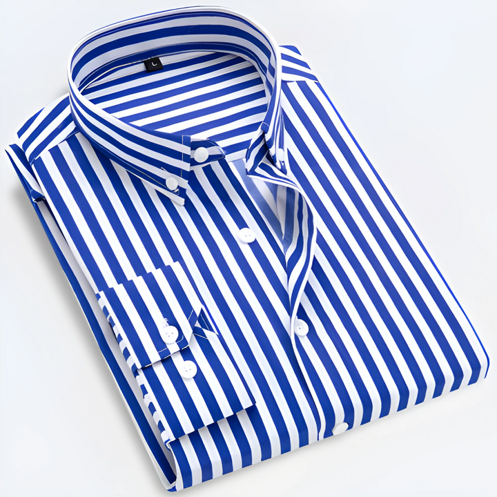 Men’s Striped Long Sleeve Shirt – Smart Casual Button-Up in Multiple Colours