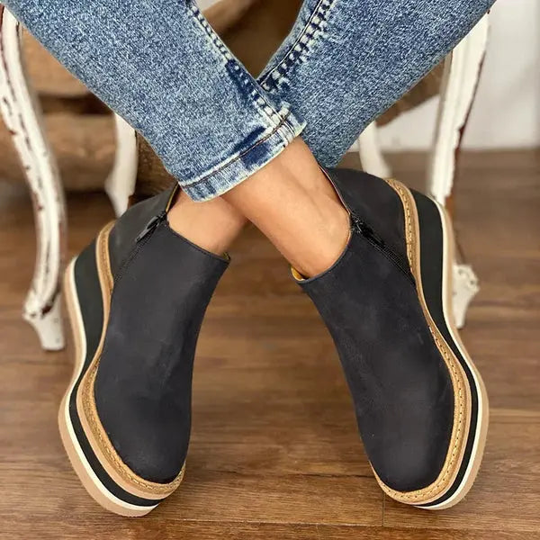Bronwen | Women’s Stylish Wedge Ankle Boots with Side Zip
