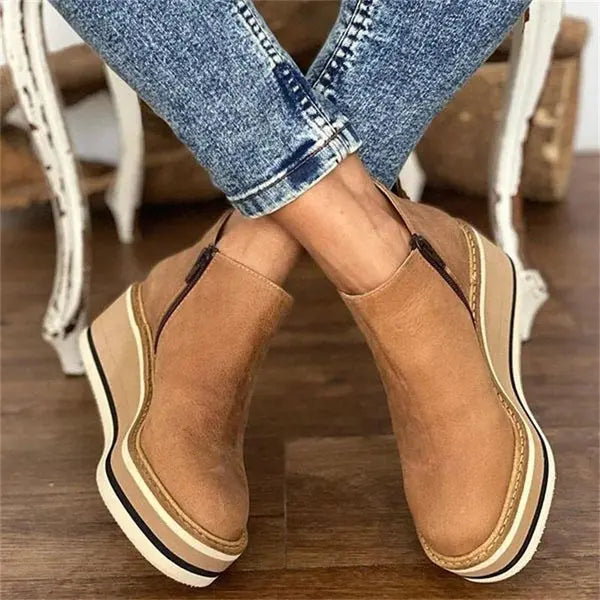 Bronwen | Women’s Stylish Wedge Ankle Boots with Side Zip
