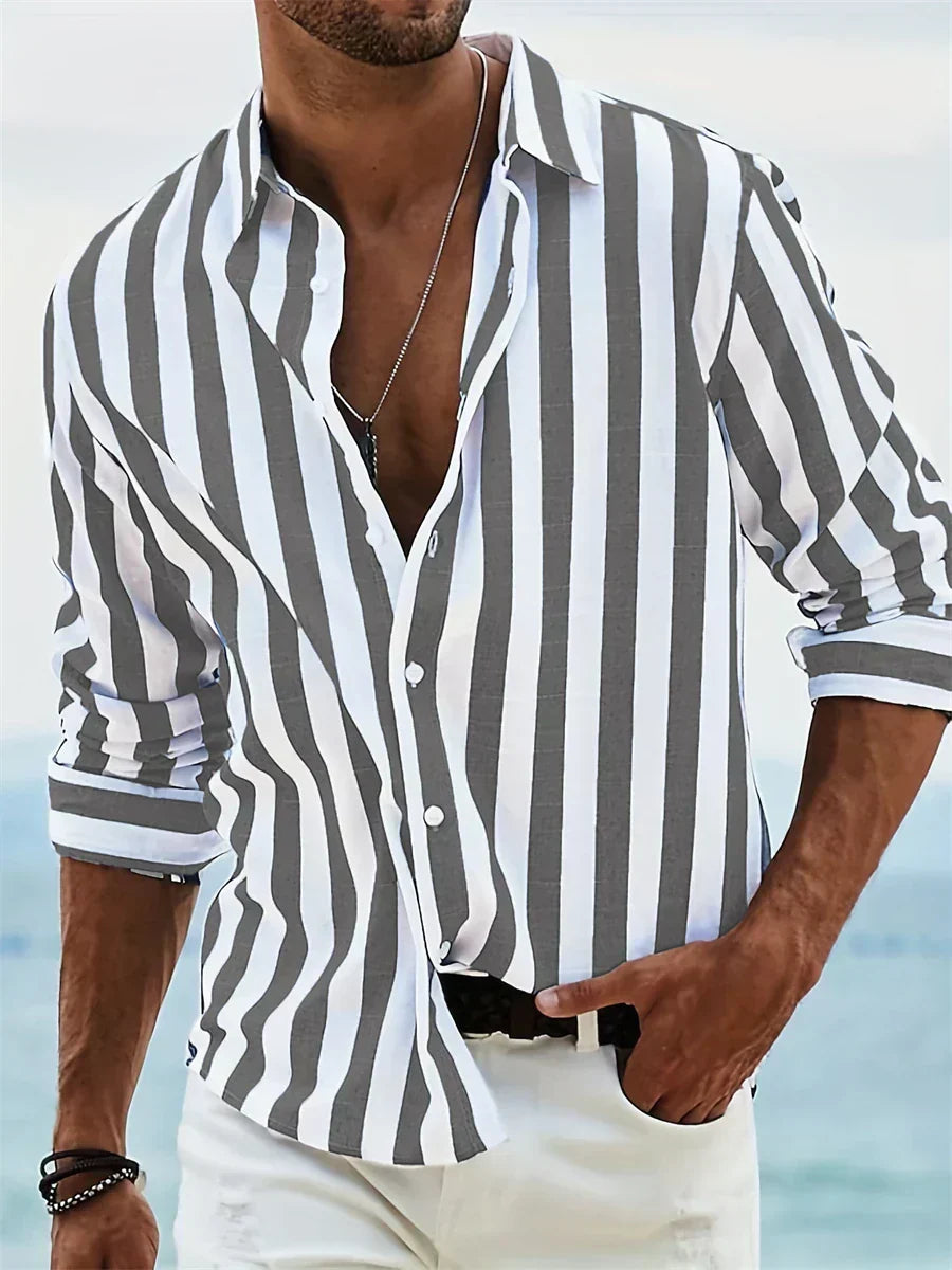 Archie | Men’s Casual Striped Summer Shirt with Button Front