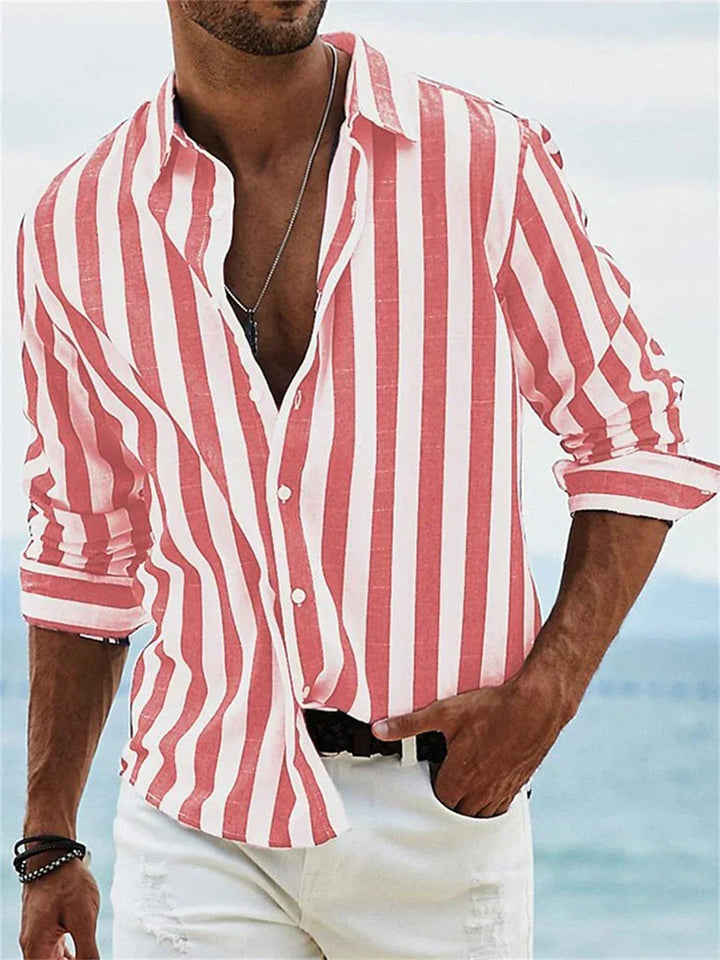 Archie | Men’s Casual Striped Summer Shirt with Button Front