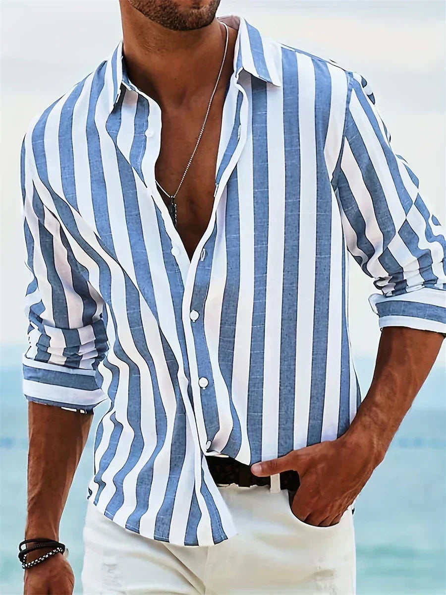 Archie | Men’s Casual Striped Summer Shirt with Button Front