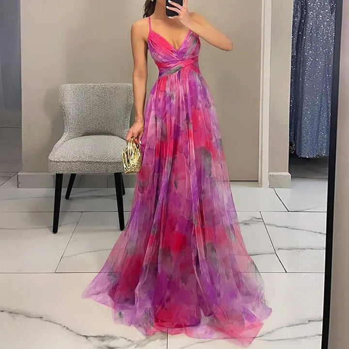 Kelly | Women’s Glamorous Maxi Wedding Guest Dress with V-Neck