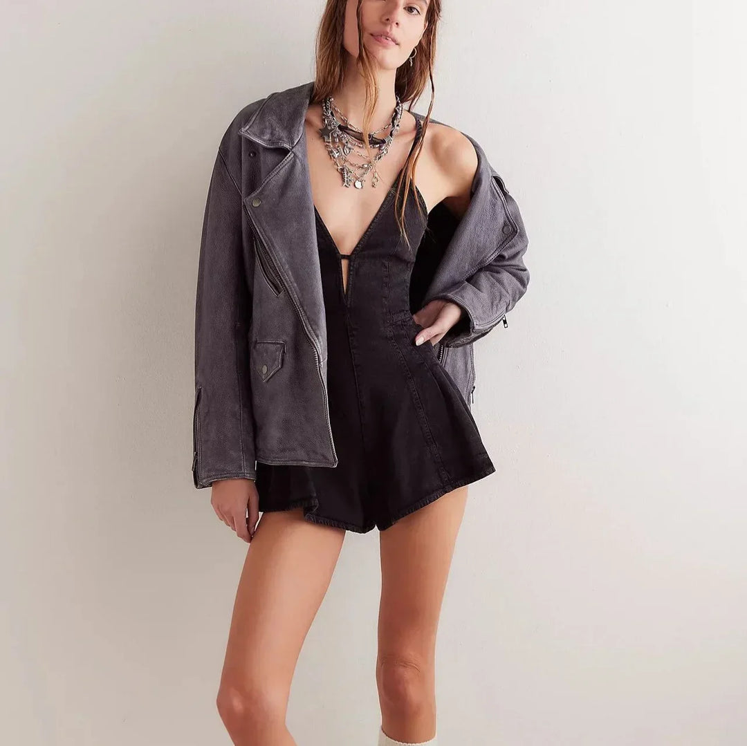 Fiona | Women’s Summer Plunge Dress with Crisscross Back