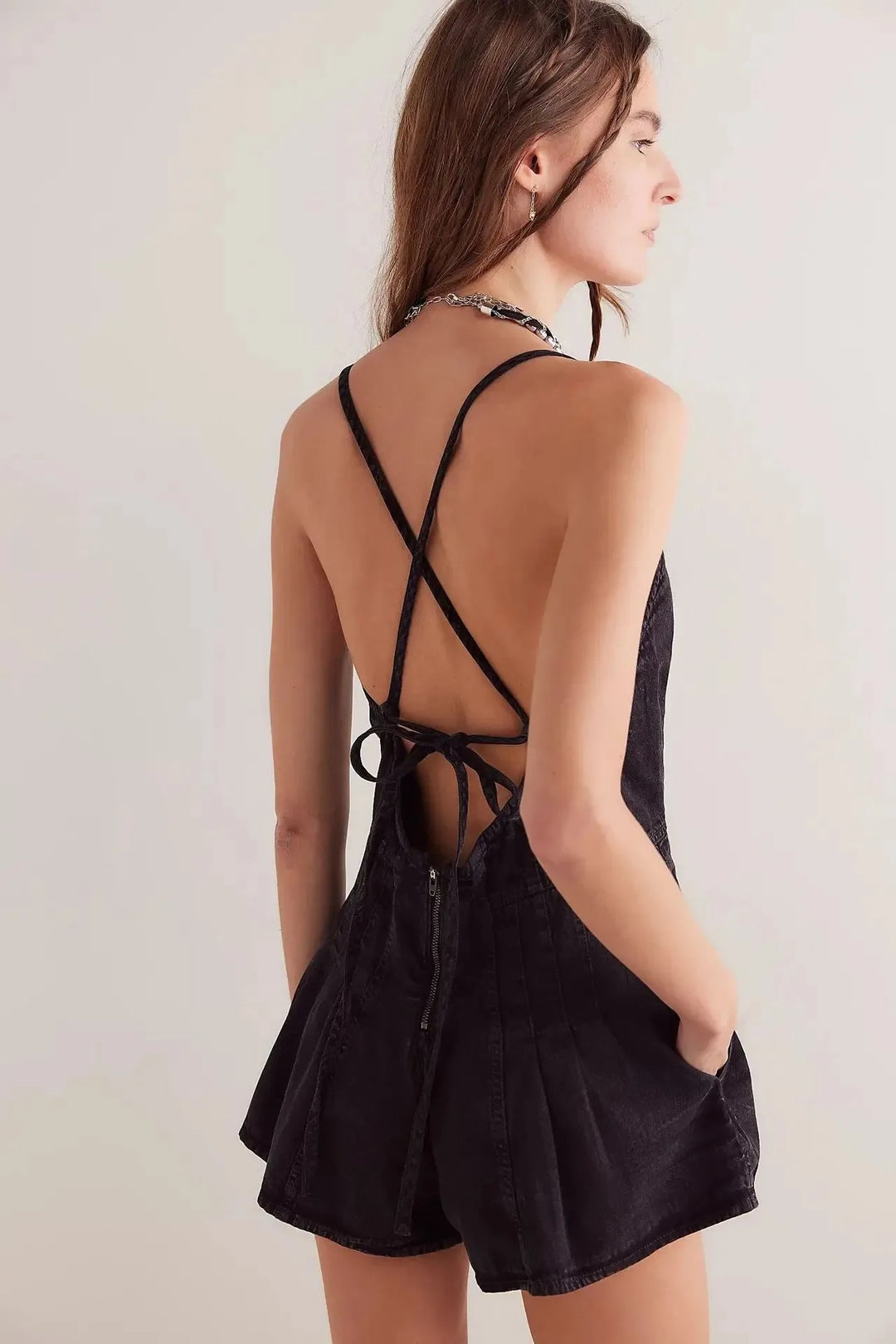 Fiona | Women’s Summer Plunge Dress with Crisscross Back